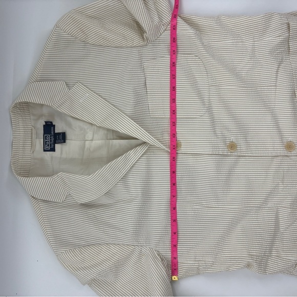 Polo Ralph Lauren  Men’s Seersucker Suit Large Blazer & Pants Striped Tan 36/30 - Picture 10 of 16
